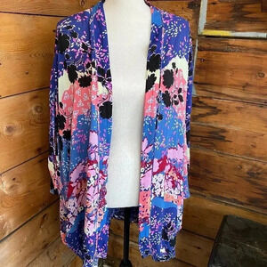 Victoria's Secret Kimono Womens M/L Colorful Floral Open Front